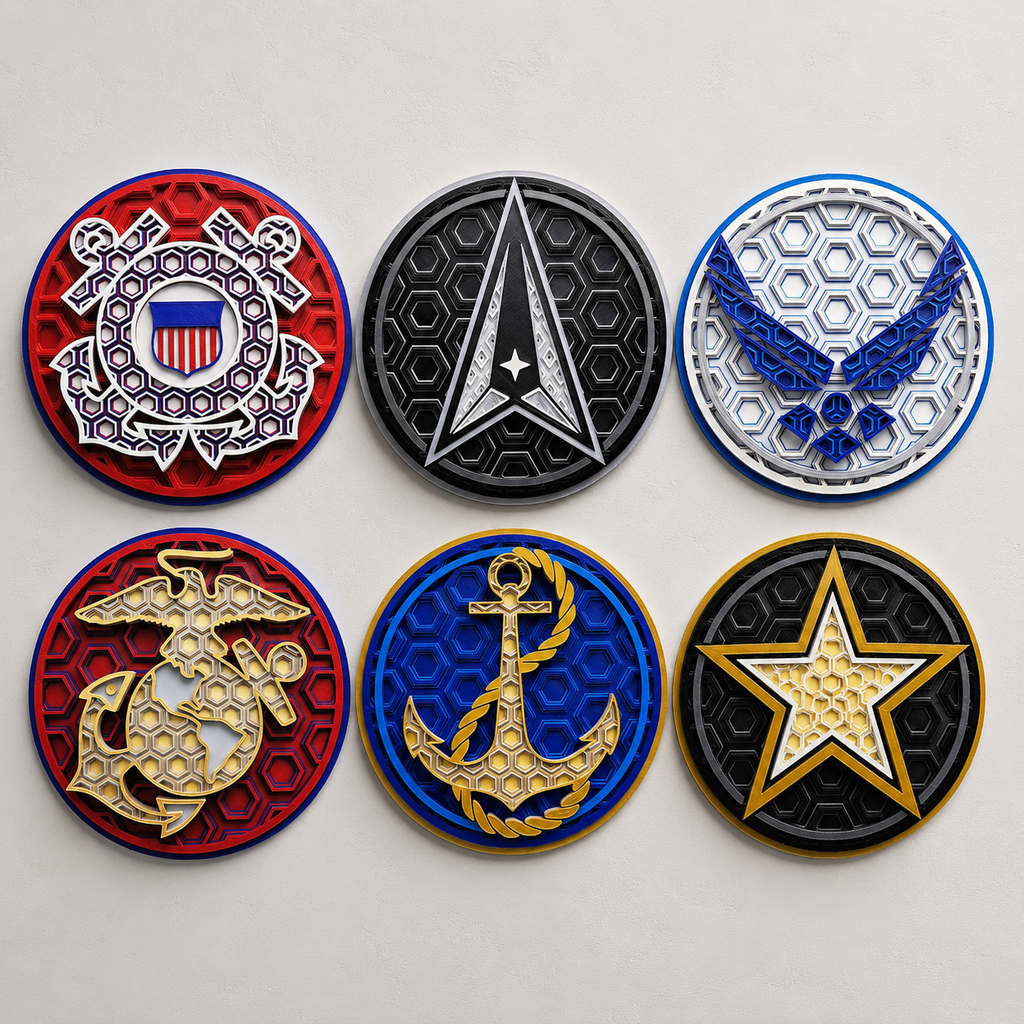 US Military Layered 3D Wall Art – $20 Each (Get Your Branch FREE When You Order All!)